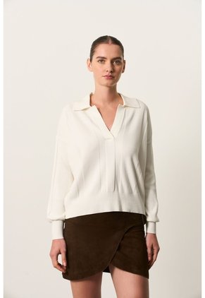 Polo Manga Larga Tejida Para Mujer Ambe Polo Manga Larga Tejida Para Mujer Ambe Blanco XS VÉLEZ