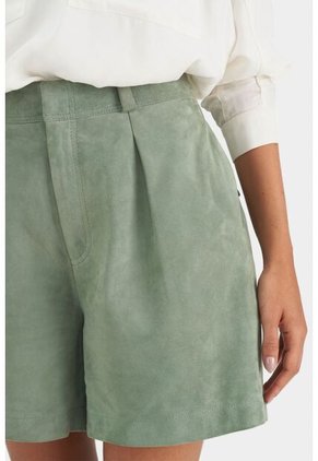 Short Ciboria De Cuero Gamuza Para Mujer Tiro Alto Short Ciboria De Cuero Gamuza Para Mujer Tiro Alto Agua Marina 08 VÉLEZ