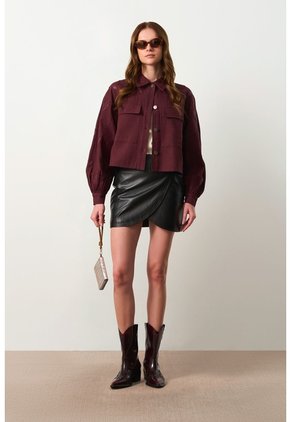 Chaqueta Trucker Oversize Para Mujer Terral Chaqueta Trucker Oversize Para Mujer Terral Vinotinto XS VÉLEZ