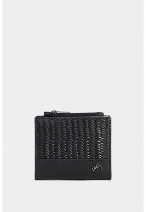 Billetera Golden De Cuero Para Mujer Detalle Grabado Billetera Golden De Cuero Para Mujer Detalle Grabado Negro VÉLEZ
