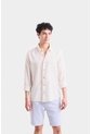 Camisa Manga Larga En Lino Para Hombre Silueta Semi Ajustada Camisa Manga Larga En Lino Para Hombre Silueta Semi Ajustada Arena XXL VÉLEZ de Vélez
