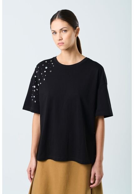 Camiseta Manga Corta Ocaso Para Mujer Cristales Camiseta Manga Corta Ocaso Para Mujer Cristales Negro M VÉLEZ