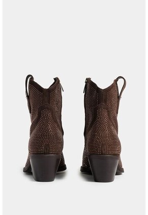 Botines Tacón Viana De Cuero Para Mujer Sesgos Contraste Botines Tacón Viana De Cuero Para Mujer Sesgos Contraste Cafe 38 VÉLEZ