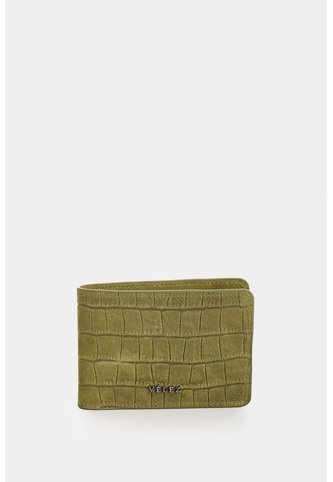 Billetera En Cuero Nobuck Croco Para Hombre Tessa 2.0 Billetera En Cuero Nobuck Croco Para Hombre Tessa 2.0 Verde Oliva VÉLEZ Vélez