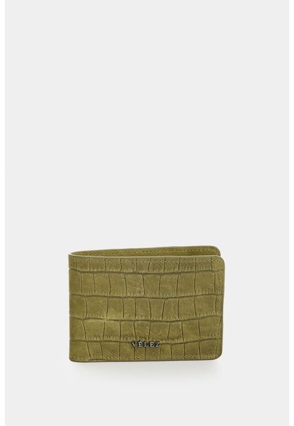 Billetera En Cuero Nobuck Croco Para Hombre Tessa 2.0 Billetera En Cuero Nobuck Croco Para Hombre Tessa 2.0 Verde Oliva VÉLEZ