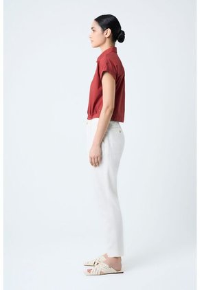 Camisa Manga Corta Sombra En Tejido Plano Para Mujer Cropped Camisa Manga Corta Sombra En Tejido Plano Para Mujer Cropped Vinotinto M Vélez