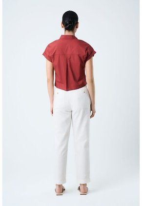 Camisa Manga Corta Sombra En Tejido Plano Para Mujer Cropped Camisa Manga Corta Sombra En Tejido Plano Para Mujer Cropped Vinotinto M Vélez