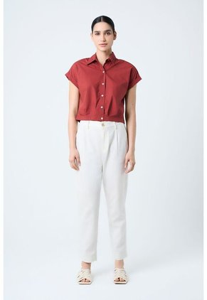 Camisa Manga Corta Sombra En Tejido Plano Para Mujer Cropped Camisa Manga Corta Sombra En Tejido Plano Para Mujer Cropped Vinotinto M Vélez