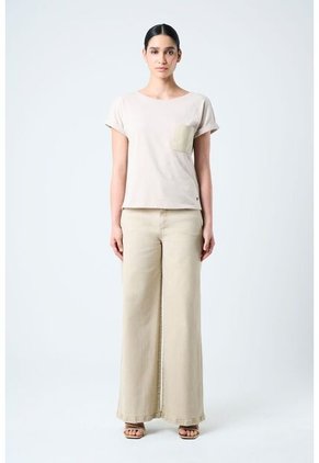 Camiseta Manga Corta Para Mujer Bolsillo Cuero Camiseta Manga Corta Para Mujer Bolsillo Cuero Arena M VÉLEZ