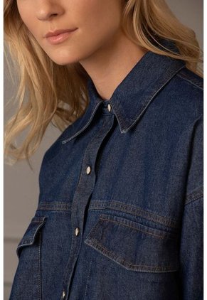 Camisa Manga Larga Lirio En Denim Para Mujer Cuello Camisero Camisa Manga Larga Lirio En Denim Para Mujer Cuello Camisero Azul M Vélez
