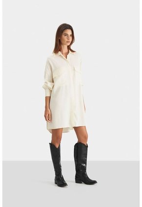 Vestido Gobi Camisero Para Mujer Inspiración Cargo Vestido Gobi Camisero Para Mujer Inspiración Cargo Crema 05 Vélez