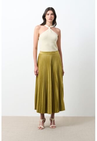 Falda Plisada Alma Para Mujer Tejido De Punto Falda Plisada Alma Para Mujer Tejido De Punto Verde Oliva 10 VÉLEZ Vélez