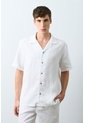 Camisa Manga Corta En Lino Para Hombre Málaga Camisa Manga Corta En Lino Para Hombre Málaga Blanco XXL VÉLEZ de Vélez