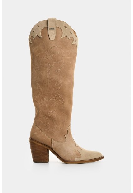 Bota Texana Riveros En Gamuza Para Mujer Caña Alta Bota Texana Riveros En Gamuza Para Mujer Caña Alta Arena 40 VÉLEZ