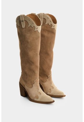 Bota Texana Riveros En Gamuza Para Mujer Caña Alta Bota Texana Riveros En Gamuza Para Mujer Caña Alta Arena 40 VÉLEZ