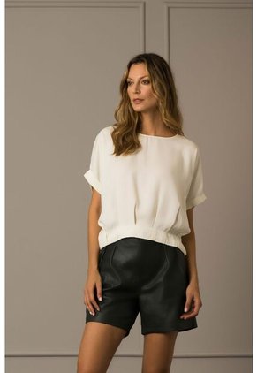 Camisa Alma Manga Corta Para Mujer Escote Redondo Camisa Alma Manga Corta Para Mujer Escote Redondo Blanco XS Vélez