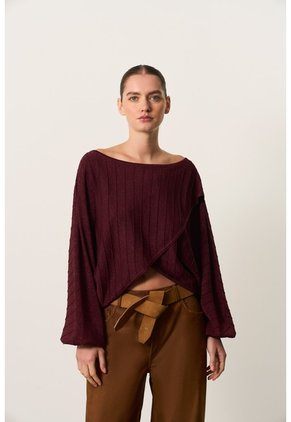 Sweater Oversize Tejido Para Mujer Cayena Sweater Oversize Tejido Para Mujer Cayena Vinotinto XS VÉLEZ