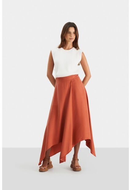 Falda En Tejido Plano Para Mujer Inspiración Retro Falda En Tejido Plano Para Mujer Inspiración Retro Naranja 08 Vélez