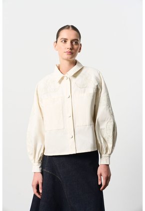 Chaqueta Cropped Para Mujer Surco Chaqueta Cropped Para Mujer Surco Crema L VÉLEZ