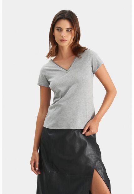 Camiseta Básica Para Mujer Millaré Metálico Decorativo Camiseta Básica Para Mujer Millaré Metálico Decorativo Gris S VÉLEZ