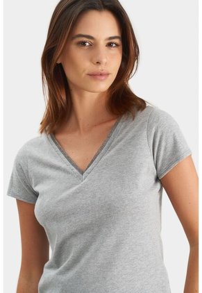 Camiseta Básica Para Mujer Millaré Metálico Decorativo Camiseta Básica Para Mujer Millaré Metálico Decorativo Gris S VÉLEZ
