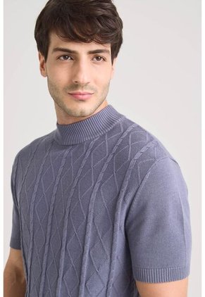 Camiseta Tejida Shadow Para Hombre Figuras Geométricas Camiseta Tejida Shadow Para Hombre Figuras Geométricas Azul XL Vélez