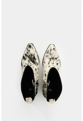 Botín De Cuero Pelo Para Mujer Nara Cow Botín De Cuero Pelo Para Mujer Nara Cow Blanco 37 VÉLEZ