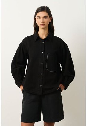 Chqueta Tahua En Denim Para Mujer Oversized Chqueta Tahua En Denim Para Mujer Oversized Negro L VÉLEZ