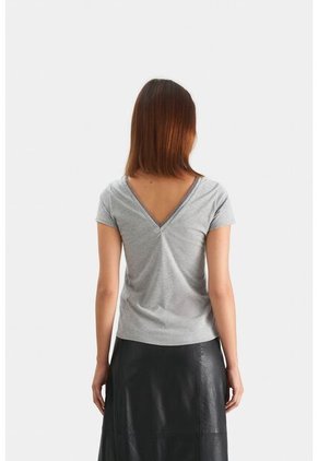 Camiseta Básica Para Mujer Millaré Metálico Decorativo Camiseta Básica Para Mujer Millaré Metálico Decorativo Gris S VÉLEZ
