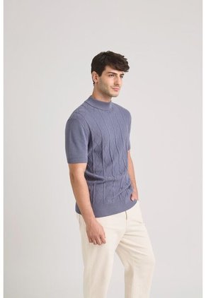 Camiseta Tejida Shadow Para Hombre Figuras Geométricas Camiseta Tejida Shadow Para Hombre Figuras Geométricas Azul XL Vélez