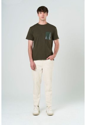 Camiseta En Algodón Para Hombre Bolsillo Cuero Camiseta En Algodón Para Hombre Bolsillo Cuero Verde Oliva L VÉLEZ