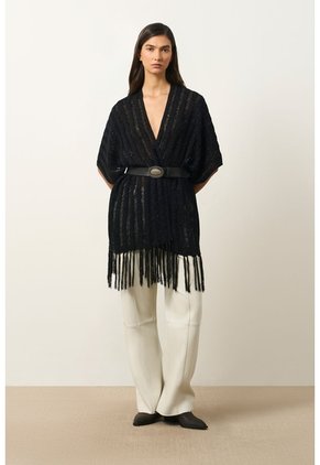 Cárdigan Tipo Poncho Tejido Para Mujer Quena Cárdigan Tipo Poncho Tejido Para Mujer Quena Negro XL VÉLEZ
