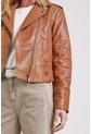 Chaqueta Biker Natura De Cuero Para Mujer Semi Ajustada Chaqueta Biker Natura De Cuero Para Mujer Semi Ajustada Miel M VÉLEZ de Vélez