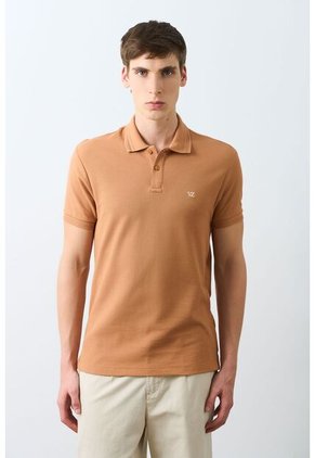 Polo Manga Corta Essential Para Hombre Textura Polo Manga Corta Essential Para Hombre Textura Miel XS VÉLEZ