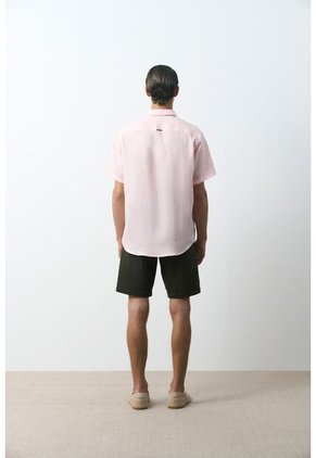 Camisa En Lino Manga Corta Siena Para Hombre Camisa En Lino Manga Corta Siena Para Hombre Rosado S VÉLEZ