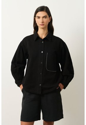 Chqueta Tahua En Denim Para Mujer Oversized Chqueta Tahua En Denim Para Mujer Oversized Negro M VÉLEZ