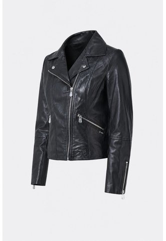 Chaqueta Silueta Tipo Biker De Cuero Para Mujer Cremalleras Chaqueta Silueta Tipo Biker De Cuero Para Mujer Cremalleras Negro M VÉLEZ Vélez