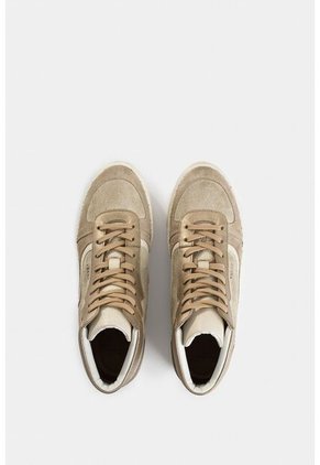 Tenis Tipo Bota Magena De Cuero Para Mujer Acabado Vintage Tenis Tipo Bota Magena De Cuero Para Mujer Acabado Vintage Arena 35 VÉLEZ