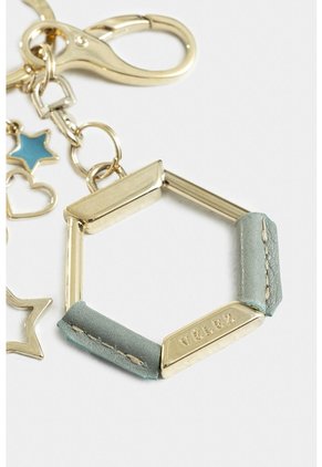 Llavero Hexagonal Zamak Y Cuero Para Mujer Charms Resina Llavero Hexagonal Zamak Y Cuero Para Mujer Charms Resina Agua Marina VÉLEZ