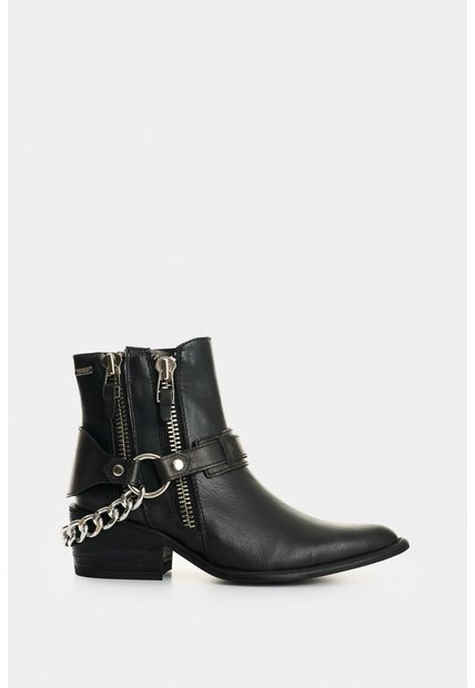 Botines De Cuero Craquelado Para Mujer Marine Botines De Cuero Craquelado Para Mujer Marine Negro 38 VÉLEZ
