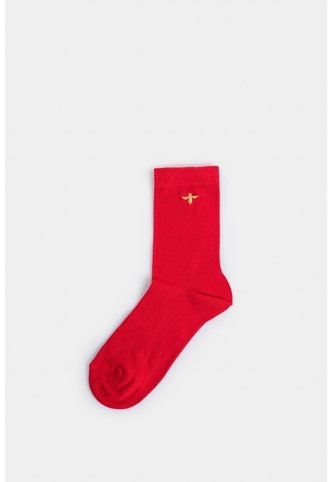 Calcetines Media Pierna San Jacinto Para Mujer Bordado Abeja Calcetines Media Pierna San Jacinto Para Mujer Bordado Abeja Rojo XS VÉLEZ Vélez