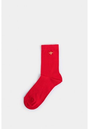 Calcetines Media Pierna San Jacinto Para Mujer Bordado Abeja Calcetines Media Pierna San Jacinto Para Mujer Bordado Abeja Rojo XS VÉLEZ