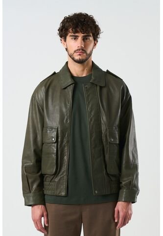 Chaqueta Bomber De Cuero Para Hombre Meridian Chaqueta Bomber De Cuero Para Hombre Meridian Verde Oliva XXL VÉLEZ Vélez