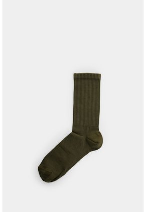 Calcetines Media Pierna Acanalado Para Hombre Diseño Deportivo Calcetines Media Pierna Acanalado Para Hombre Diseño Deportivo Verde Oliva XS VÉLEZ