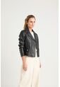 Chaqueta Biker De Cuero Para Mujer Charreteras Negro Chaqueta Biker De Cuero Para Mujer Charreteras Negro XL VÉLEZ de Vélez