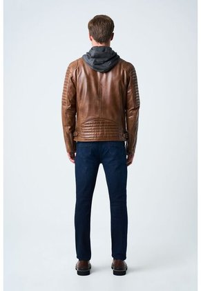 Chaqueta Belmont De Cuero Para Hombre Capucha Y Pechera Chaqueta Belmont De Cuero Para Hombre Capucha Y Pechera Miel XXXL VÉLEZ