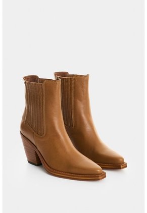 Botines De Cuero Para Mujer Solaris Botines De Cuero Para Mujer Solaris Miel 35 VÉLEZ