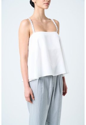 Camisa Canes Fit Holgado Para Mujer Detalle Trenzado Camisa Canes Fit Holgado Para Mujer Detalle Trenzado Crema XS VÉLEZ