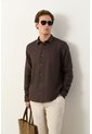 Camisa Manga Larga En Lino Para Hombre Silueta Semi Ajustada Camisa Manga Larga En Lino Para Hombre Silueta Semi Ajustada Cafe S VÉLEZ de Vélez