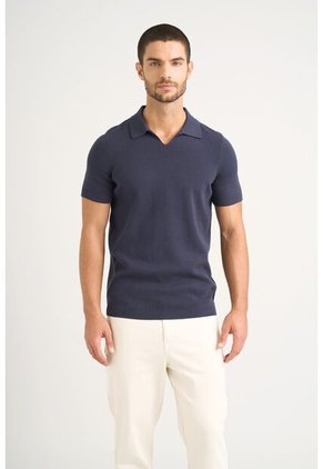 Polo Tejida Para Hombre Cuello En V Polo Tejida Para Hombre Cuello En V Azul Oscuro M VÉLEZ